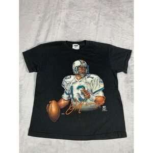 Vtg USA Csa Dan Marino Miami Dolphins Boys 12-14 Black T-Shirt